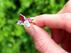 Vintage 1.41 Carat Ruby and 1.07 Carat Diamond Engagement Ring in 18k White Gold