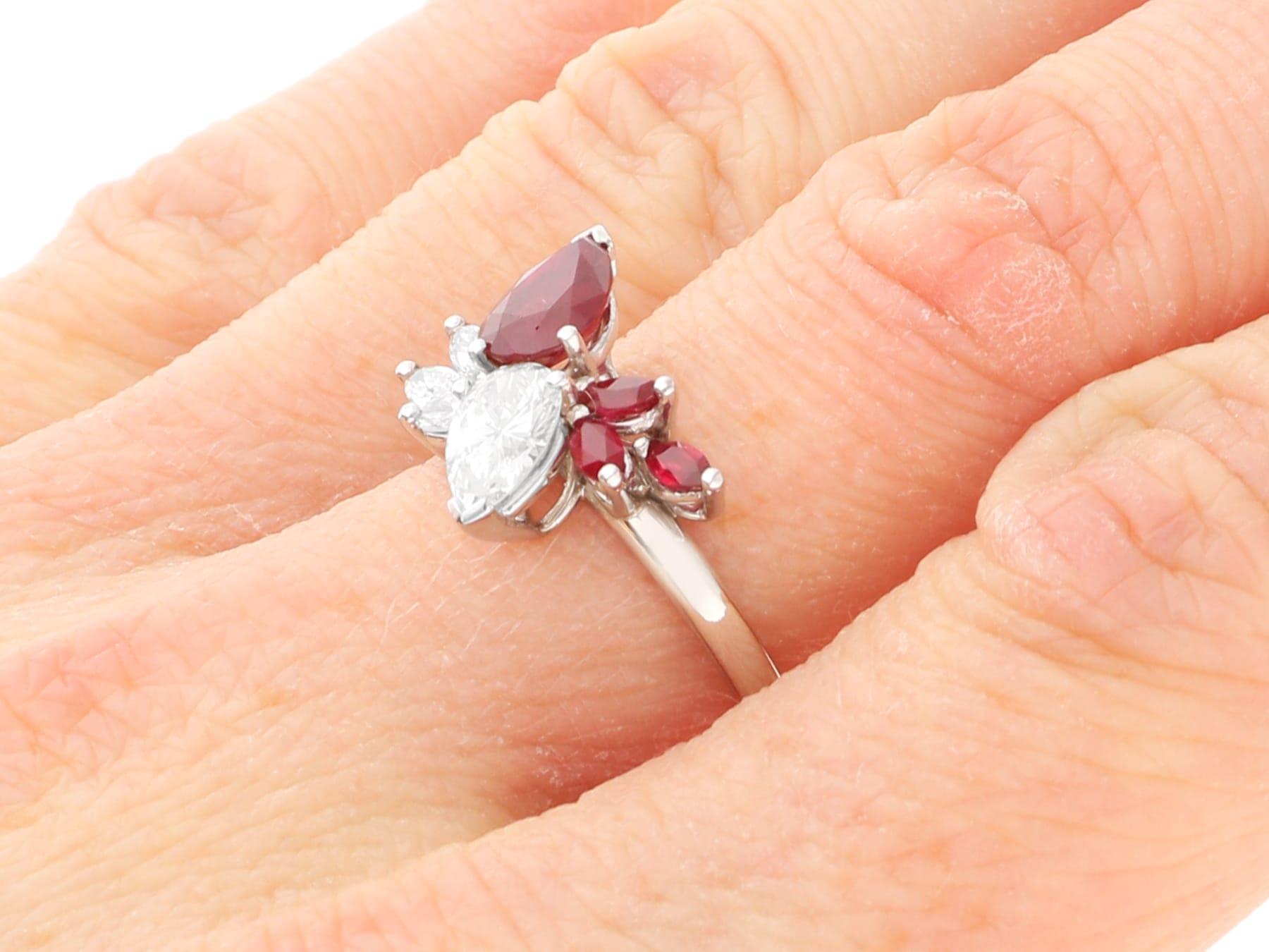 Vintage 1.41 Carat Ruby and 1.07 Carat Diamond Ring in 18k White Gold For Sale 3