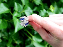 Vintage 1.42ct Sapphire and 3.22ct Diamond White Gold Cocktail Ring, circa 1980