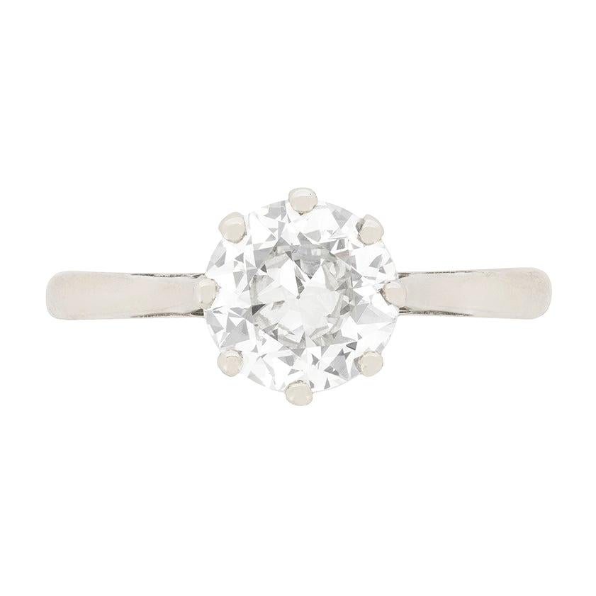 Vintage 1.43 Carat Diamond Solitaire Engagement Ring, circa 1940s For Sale