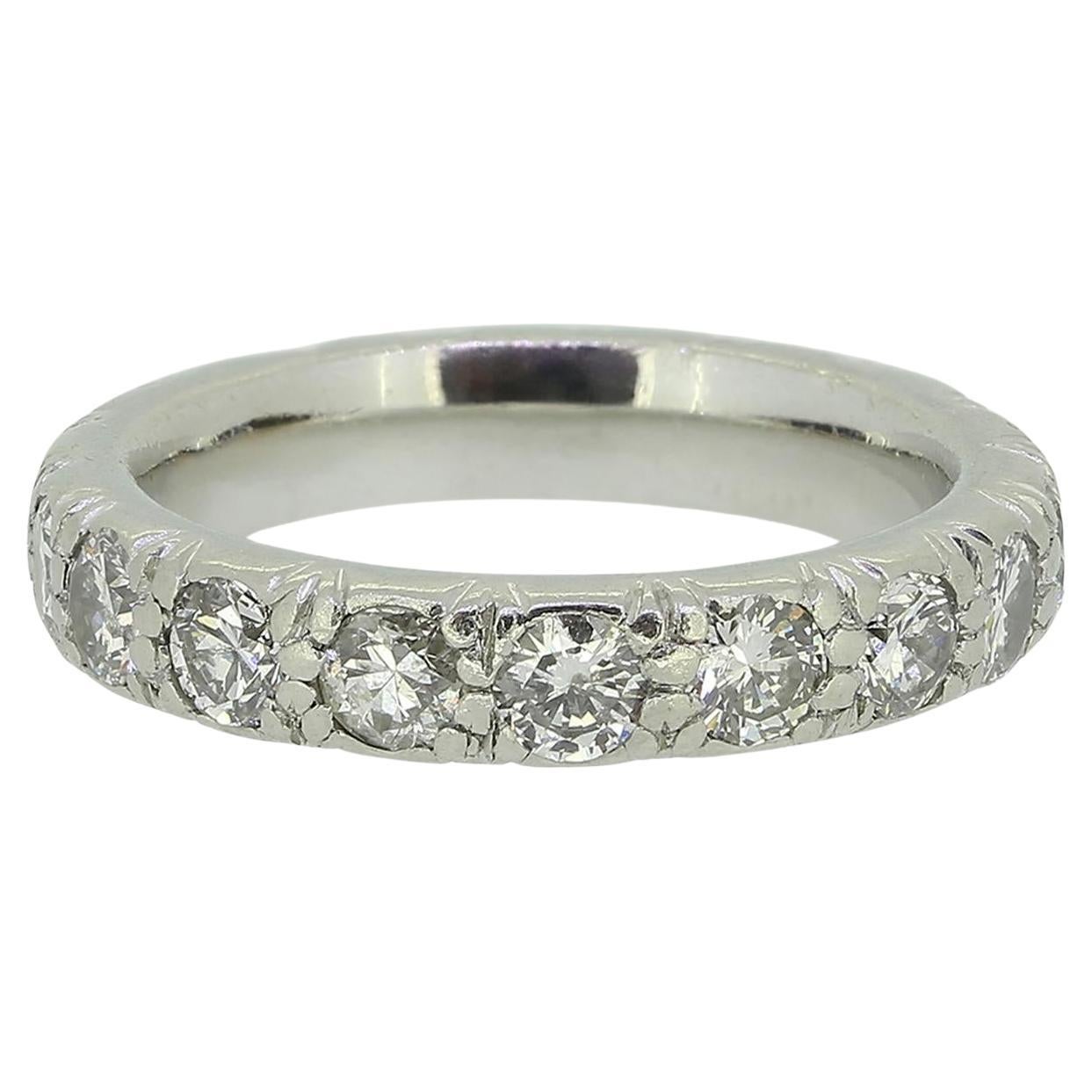 Vintage 1.44 Carat Diamond Eternity Ring Size H (46.5) For Sale