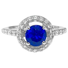 Vintage 1.45 Carat Blue Sapphire Diamond Ring