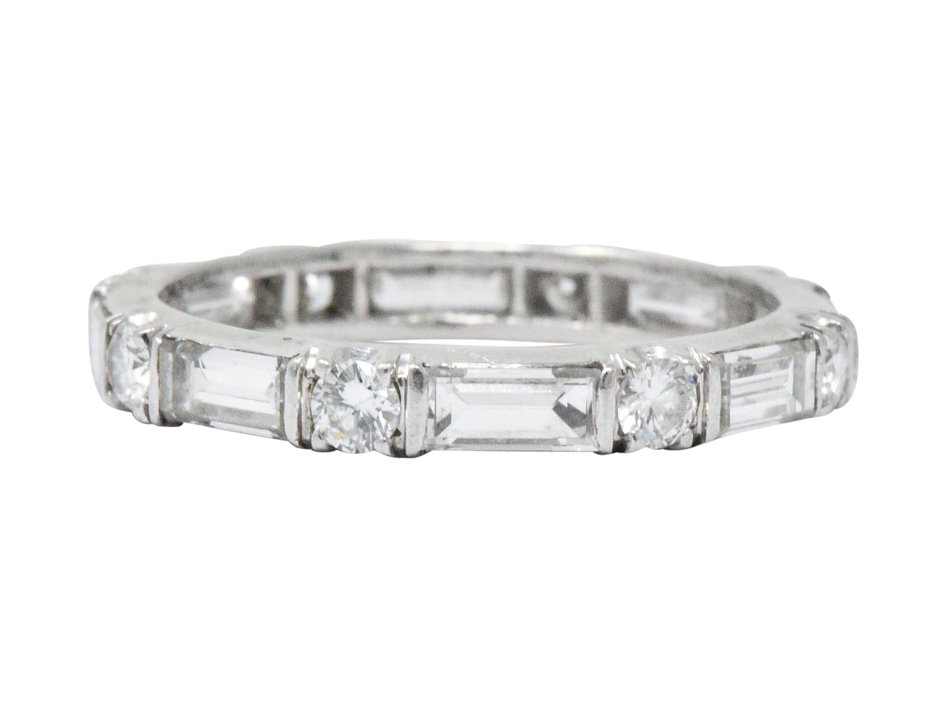 Contemporary Vintage 1.45 Carat Diamond Platinum Eternity Stackable Band Ring