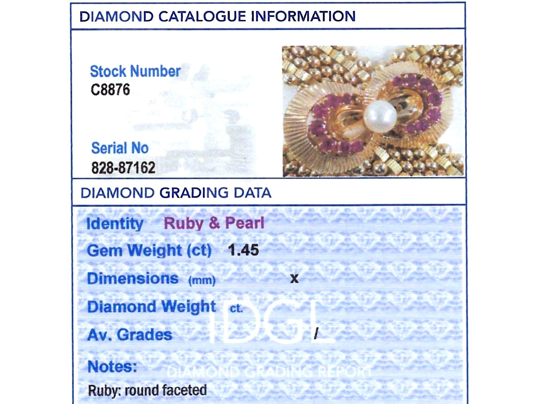 Halskette aus 10 Karat Gelbgold mit 1,45 Karat Rubin und Perle, 1961 im Angebot 5