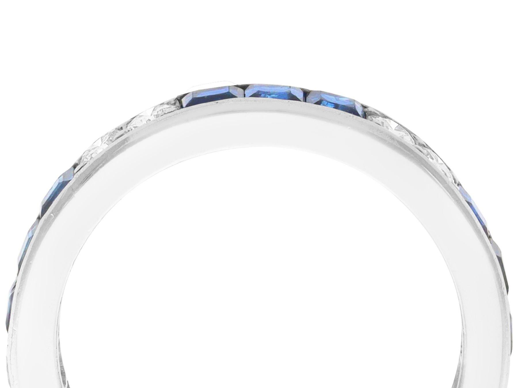 A fine and impressive 1.45 carat sapphire and 0.72 carat diamond, 18 karat white gold eternity ring; part of our diverse vintage jewellery and estate jewelry collections

This impressive vintage eternity ring has been crafted in 18k white