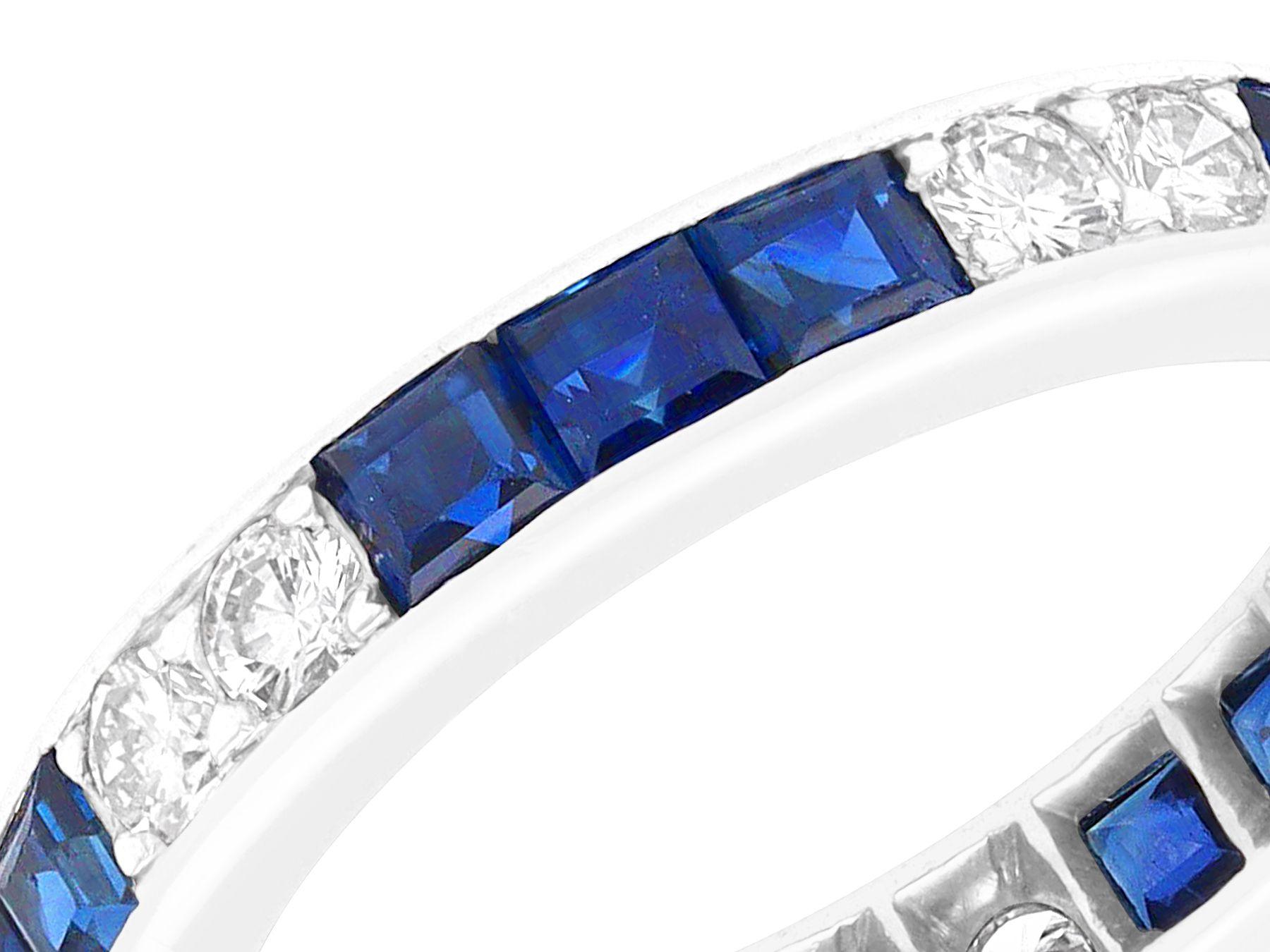 Square Cut Vintage 1.45 Carat Sapphire and 0.72 Carat Diamond White Gold Full Eternity Ring For Sale