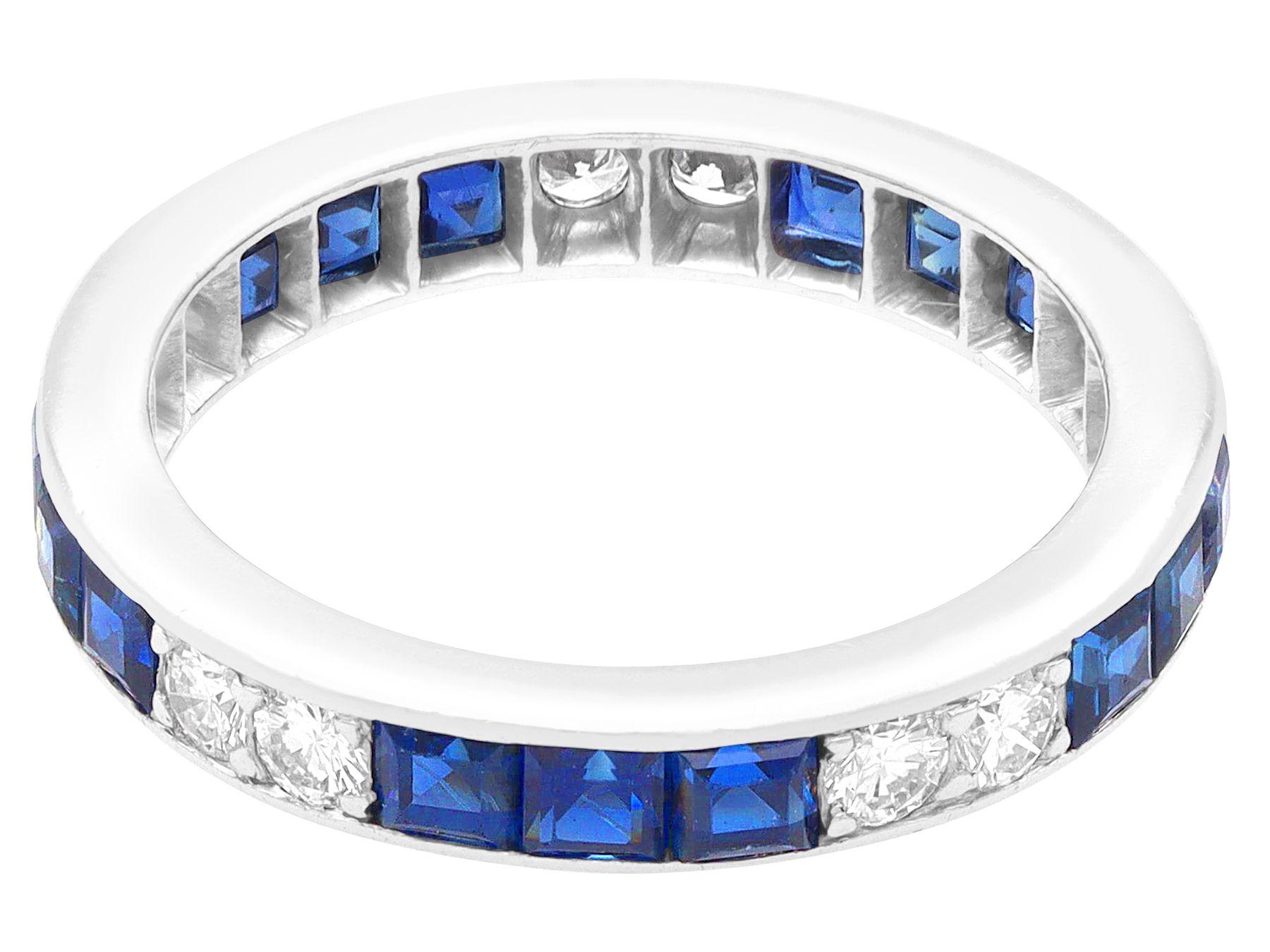 Vintage 1.45 Carat Sapphire and 0.72 Carat Diamond White Gold Full Eternity Ring In Excellent Condition For Sale In Jesmond, Newcastle Upon Tyne