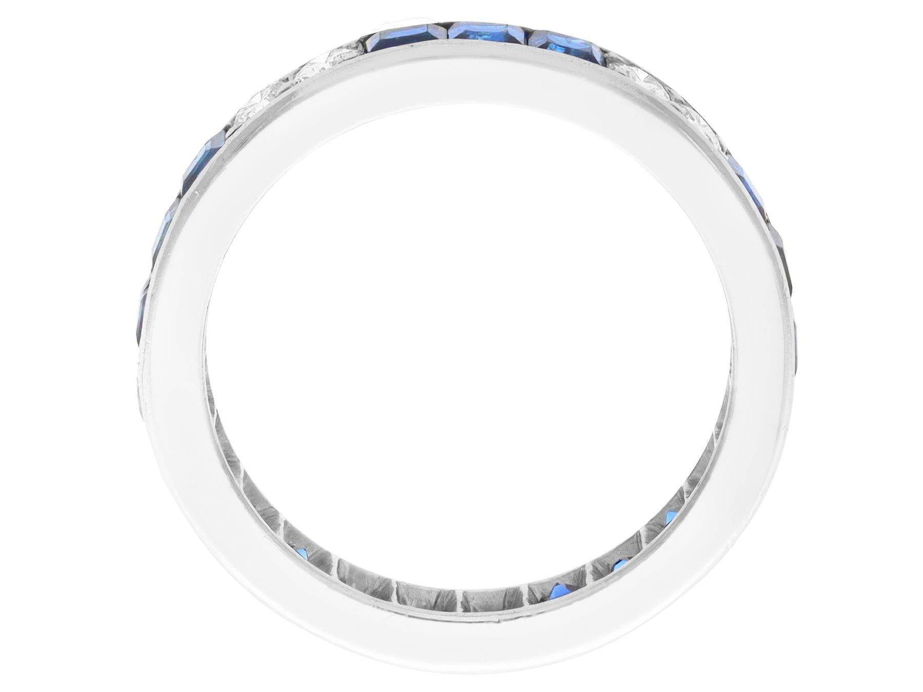 Women's or Men's Vintage 1.45 Carat Sapphire and 0.72 Carat Diamond White Gold Full Eternity Ring For Sale