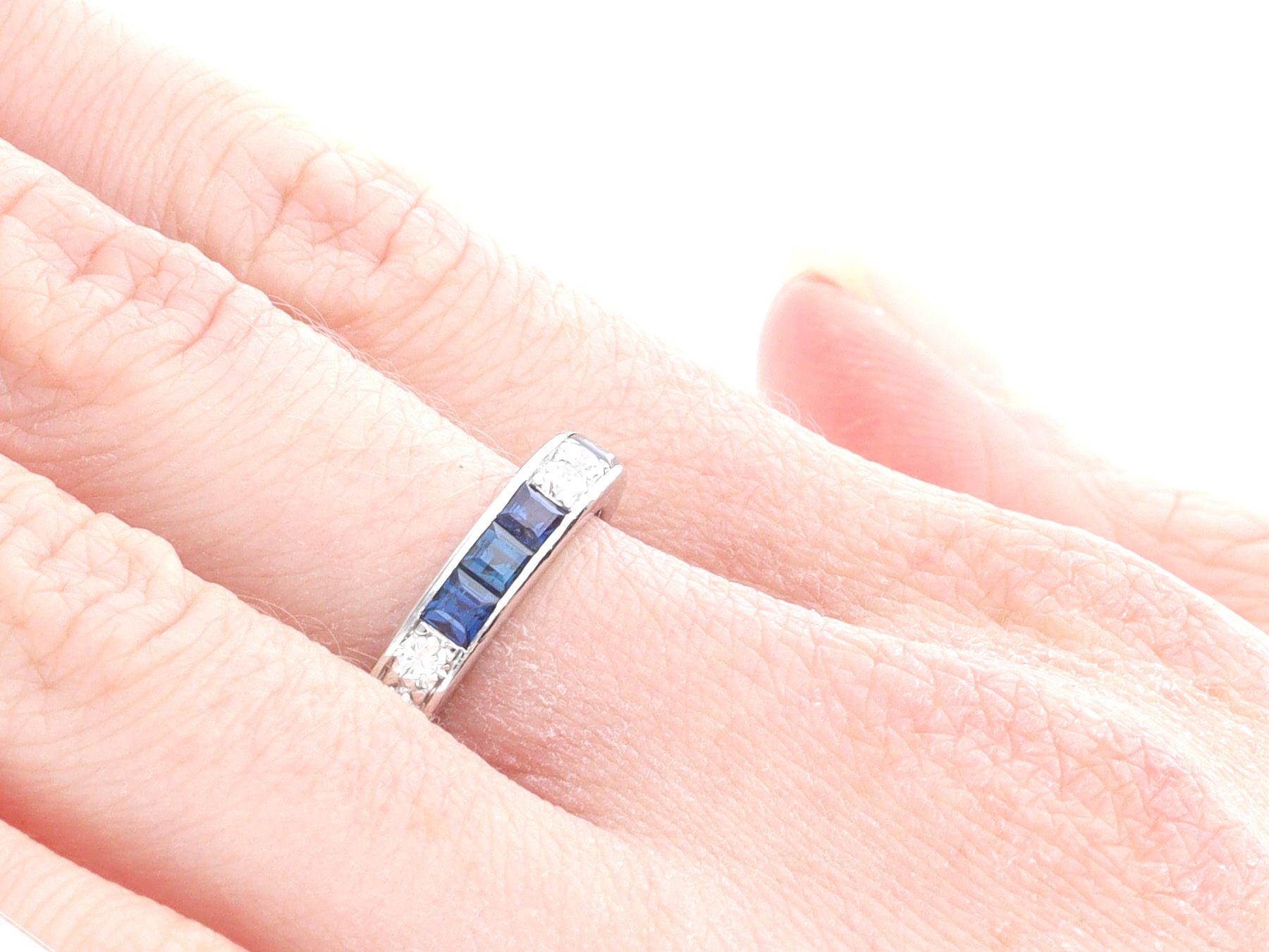 Vintage 1.45 Carat Sapphire and 0.72 Carat Diamond White Gold Full Eternity Ring For Sale 2