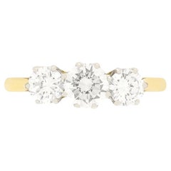 Vintage 1.45ct Diamond Three Stone Ring, c.1950s