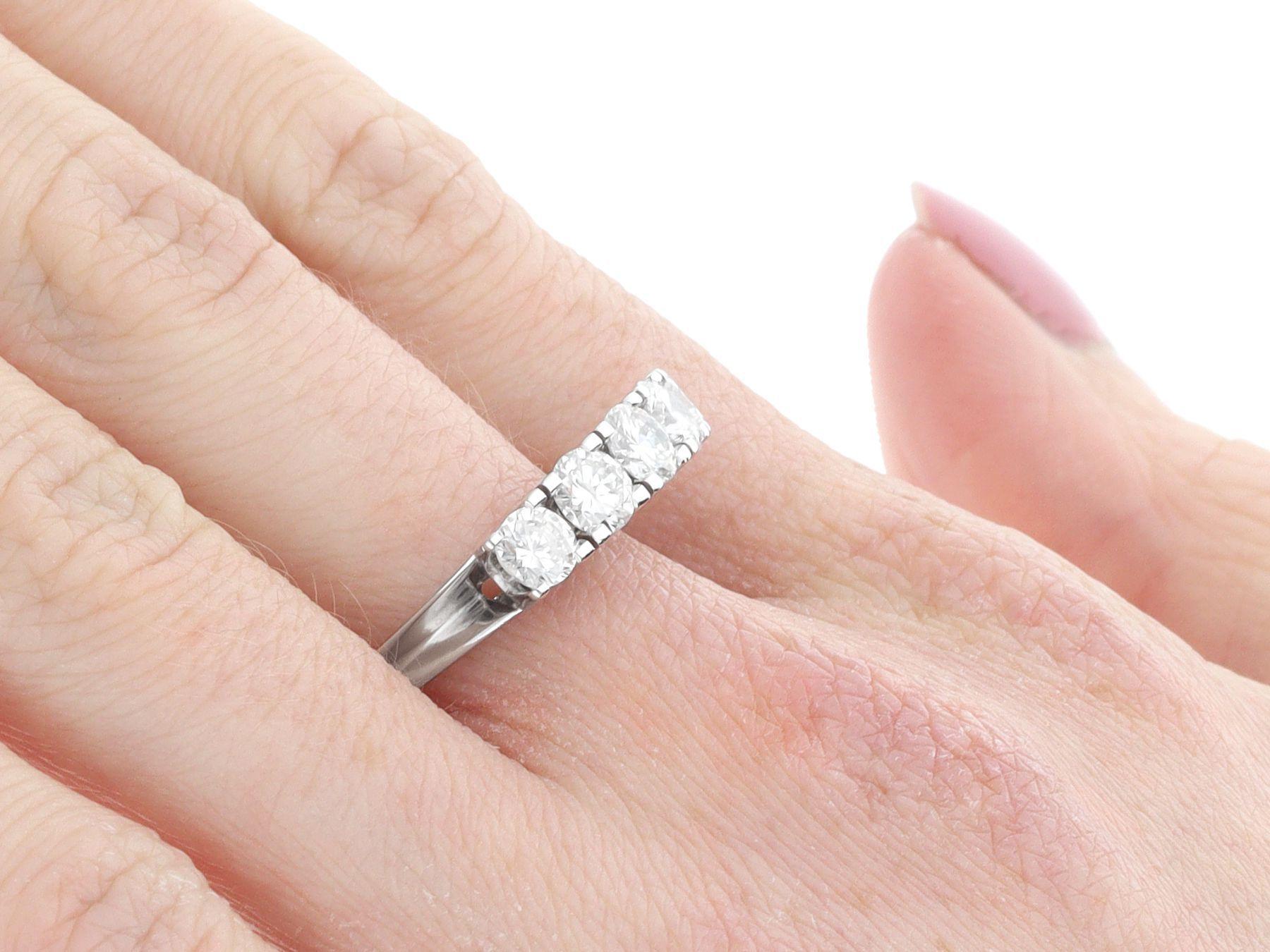 Vintage 1.46 Carat Diamond and White Gold Five Stone Ring For Sale 1