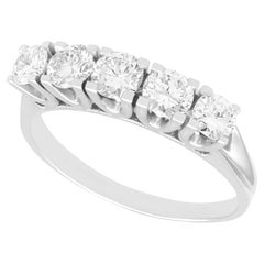 Vintage 1.46 Carat Diamond and White Gold Five Stone Ring