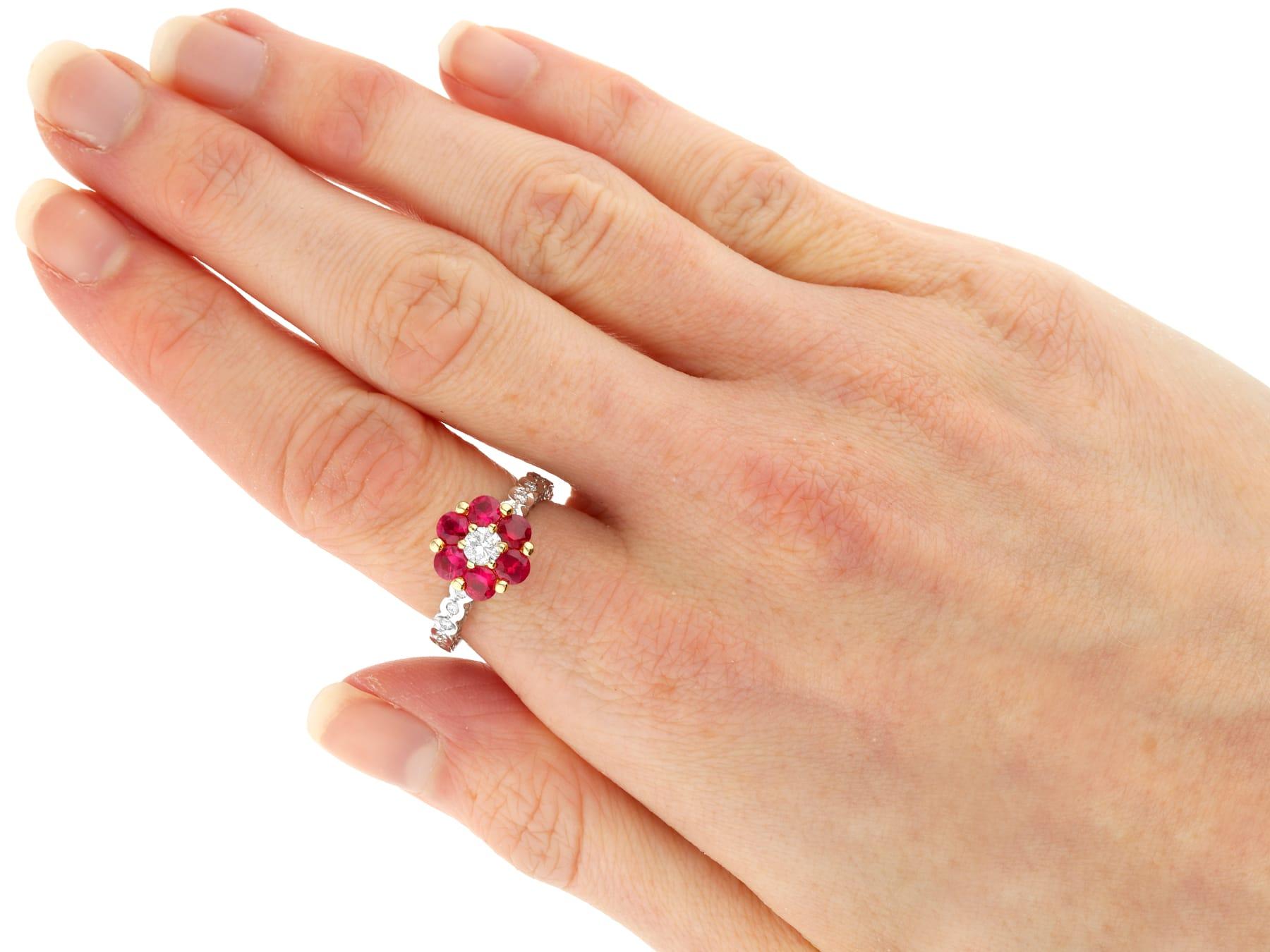 Vintage 1.46Ct Ruby and 1.88Ct Diamond 18k White Gold Cluster Ring Circa 1990 For Sale 5