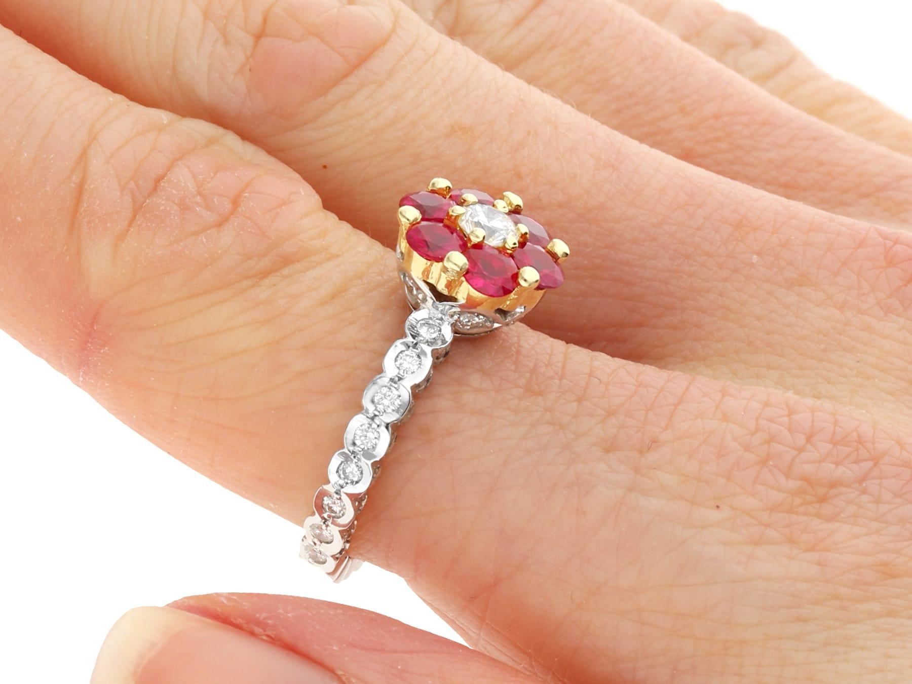 Vintage 1.46Ct Ruby and 1.88Ct Diamond 18k White Gold Cluster Ring Circa 1990 For Sale 6