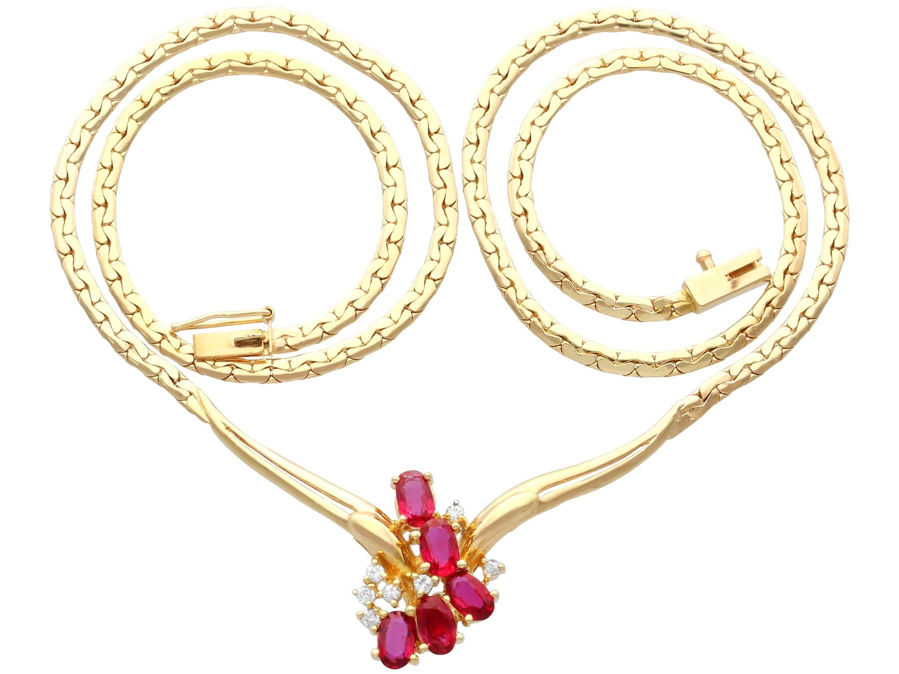 Halskette aus 18 Karat Gelbgold mit 1,47 Karat Rubin und 0,10 Karat Diamant, Vintage, um 1990 im Zustand „Hervorragend“ im Angebot in Jesmond, Newcastle Upon Tyne