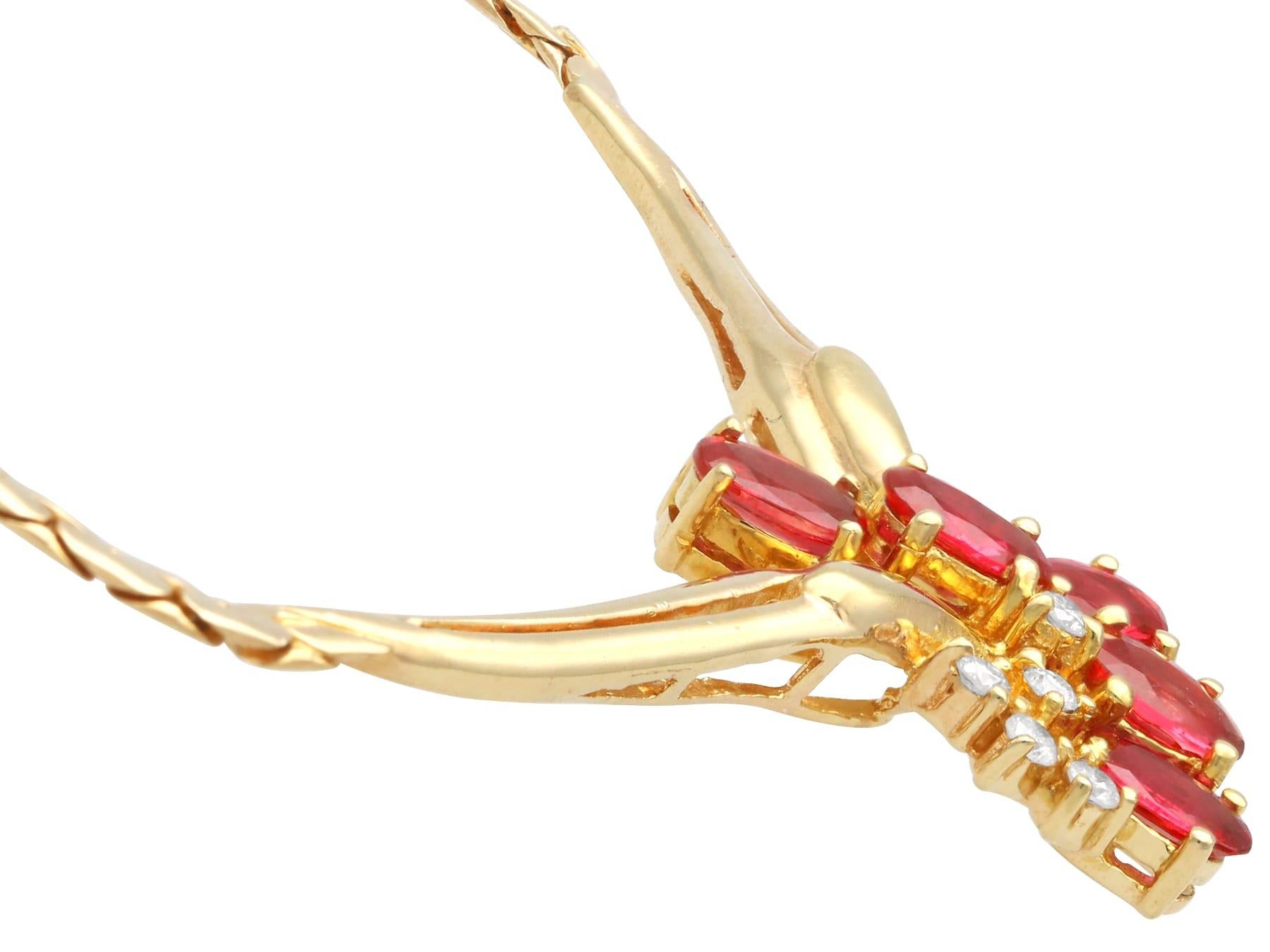 Halskette aus 18 Karat Gelbgold mit 1,47 Karat Rubin und 0,10 Karat Diamant, Vintage, um 1990 für Damen oder Herren im Angebot