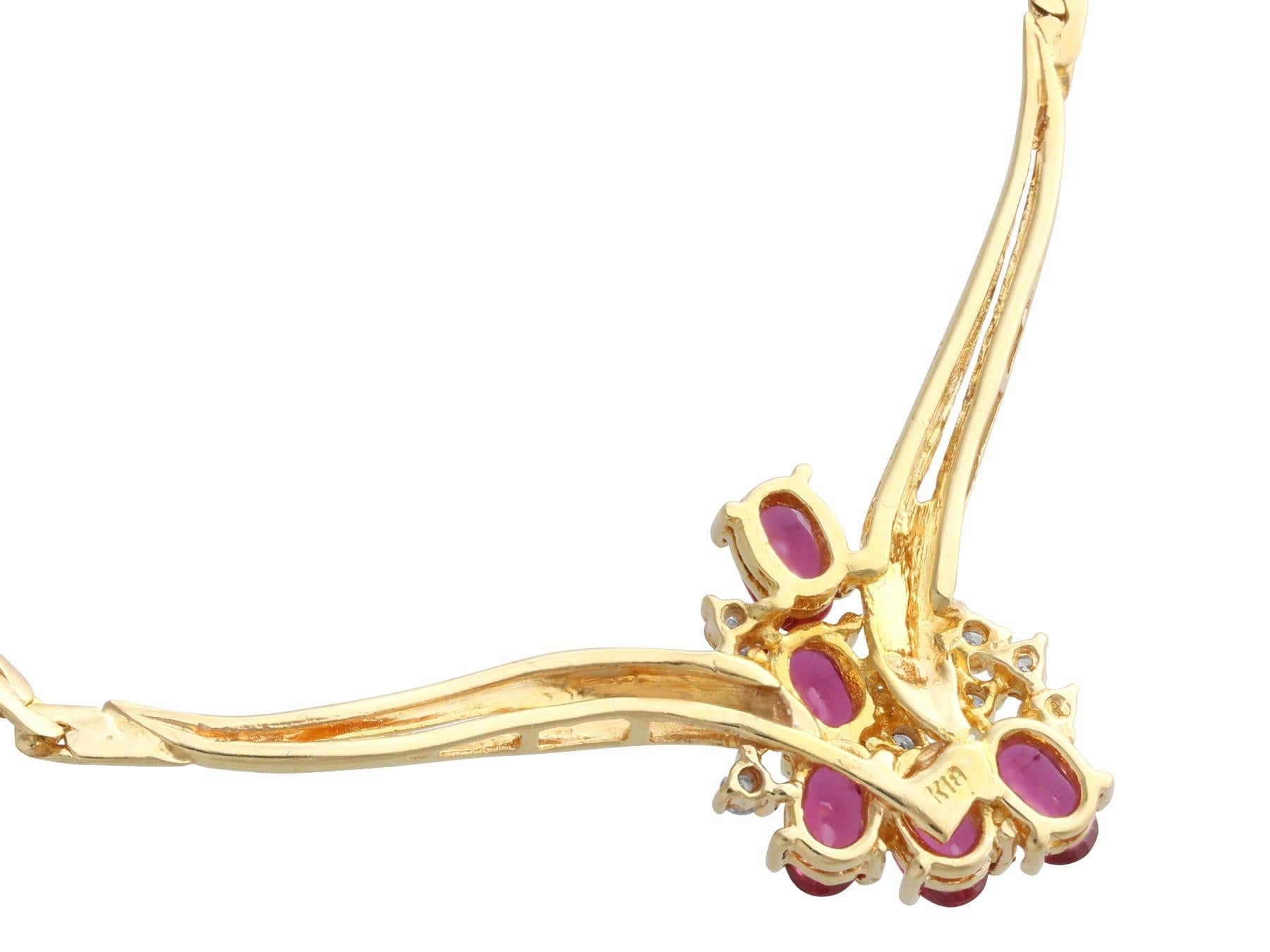 Halskette aus 18 Karat Gelbgold mit 1,47 Karat Rubin und 0,10 Karat Diamant, Vintage, um 1990 im Angebot 1