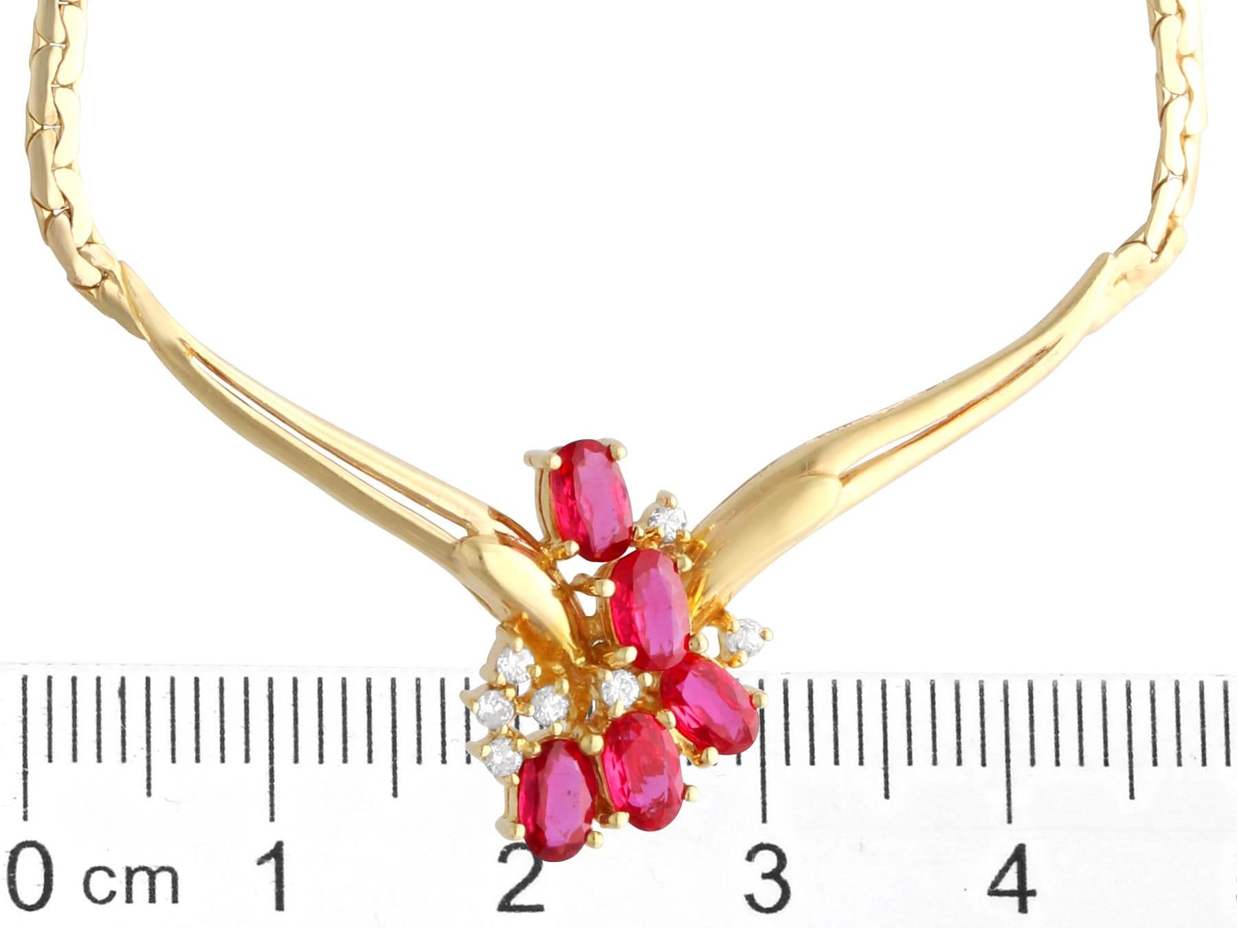 Halskette aus 18 Karat Gelbgold mit 1,47 Karat Rubin und 0,10 Karat Diamant, Vintage, um 1990 im Angebot 2