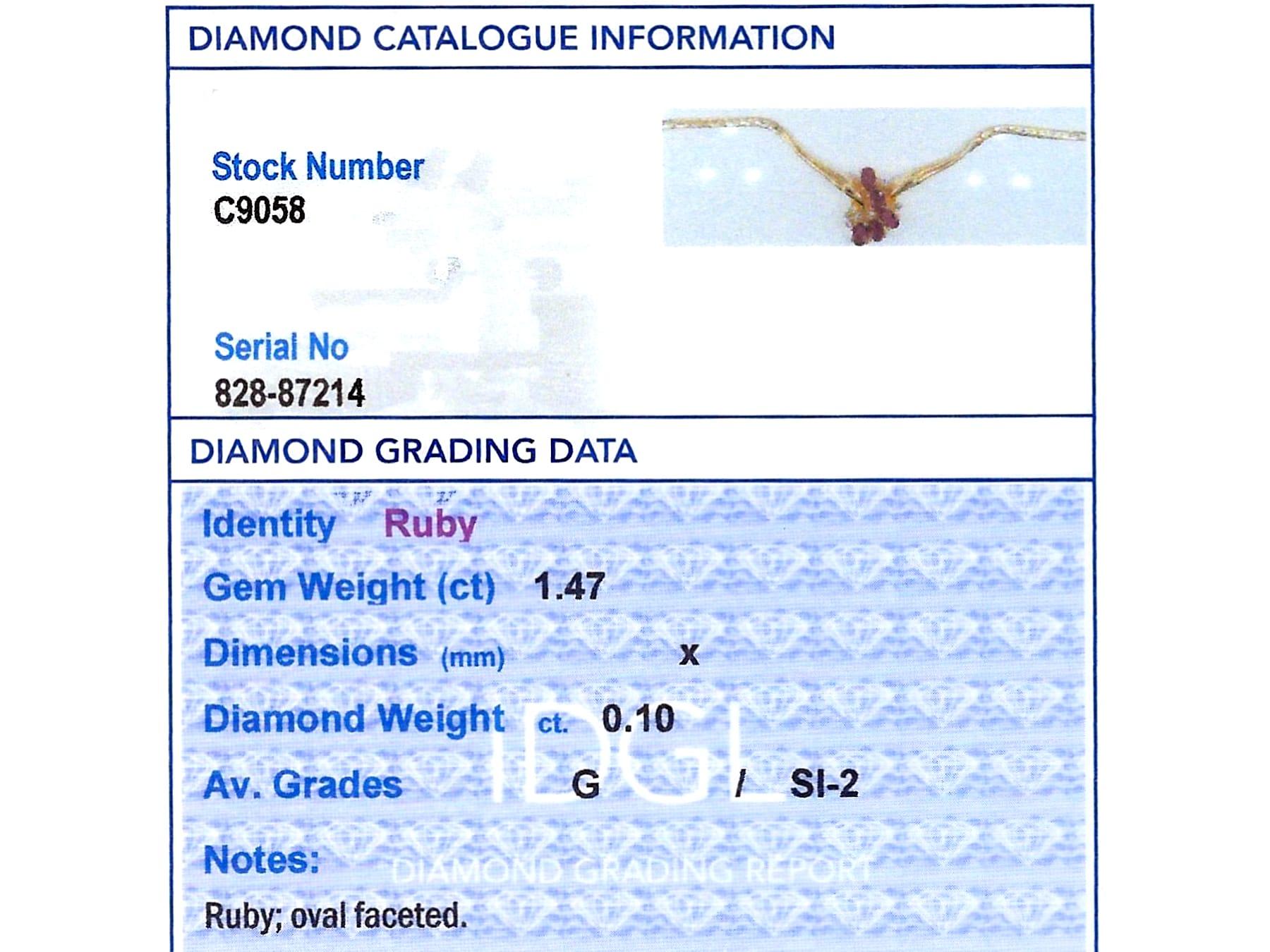 Halskette aus 18 Karat Gelbgold mit 1,47 Karat Rubin und 0,10 Karat Diamant, Vintage, um 1990 im Angebot 4