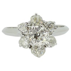 Vintage 1.48 Carat Old Cut Diamond Cluster Ring