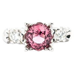 Vintage 1.48ct Pink Tourmaline & Diamonds Ring White Gold