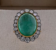 Vintage 14.90 Ct Emerald 2.80 Ct Diamond Ring