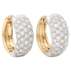 Vintage Huggie-Creolen-Ohrringe, 14 Karat Gold 1 Karat Diamant