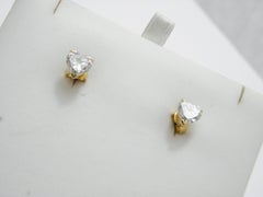 Vintage 14ct Gold 3.0 Carat Diamond Heart Stud Earrings 585 Purity Australian