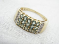 Vintage 14ct Gold Alexandrite Diamond Keeper Cluster Ring 585 Size Q1/2 8.5