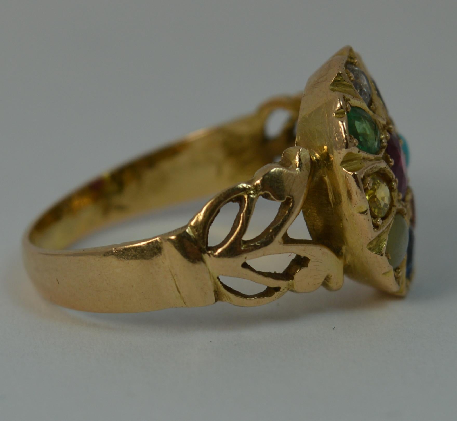 Vintage 14 Carat Gold and Gem Set Navaratna Cluster Ring 1