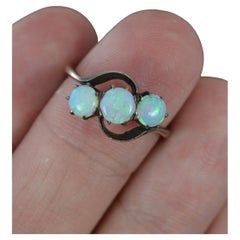 Vintage 14ct Gold and Natural Opal Trilogy Ring