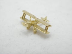 Vintage 14ct Gold Biplane Aeroplane Model Charm Fob c1970s 585 Purity Heavy