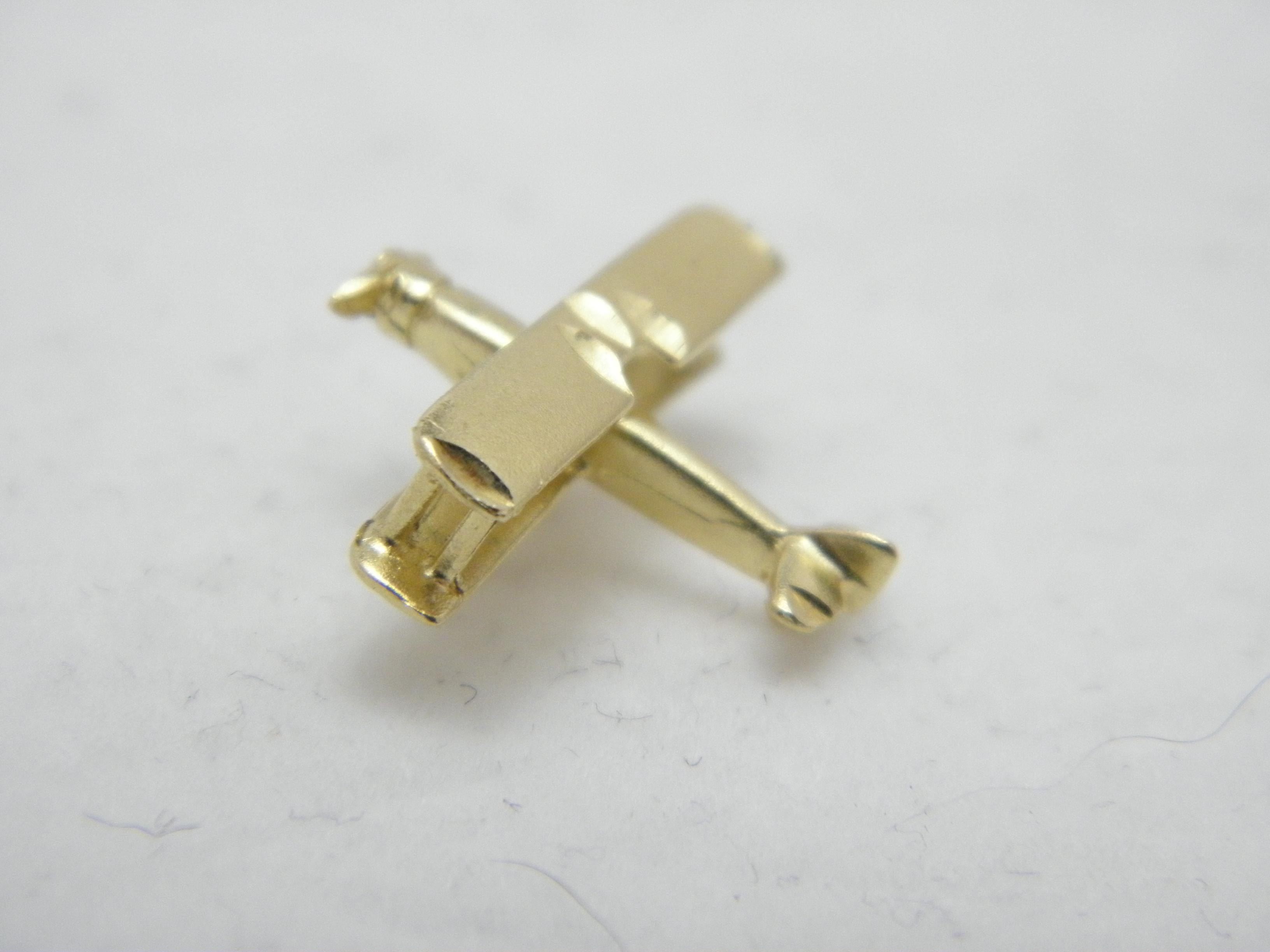 Vintage 14ct Gold Biplane Aeroplane Model Charm Fob c1970s 585 Purity Heavy For Sale 2