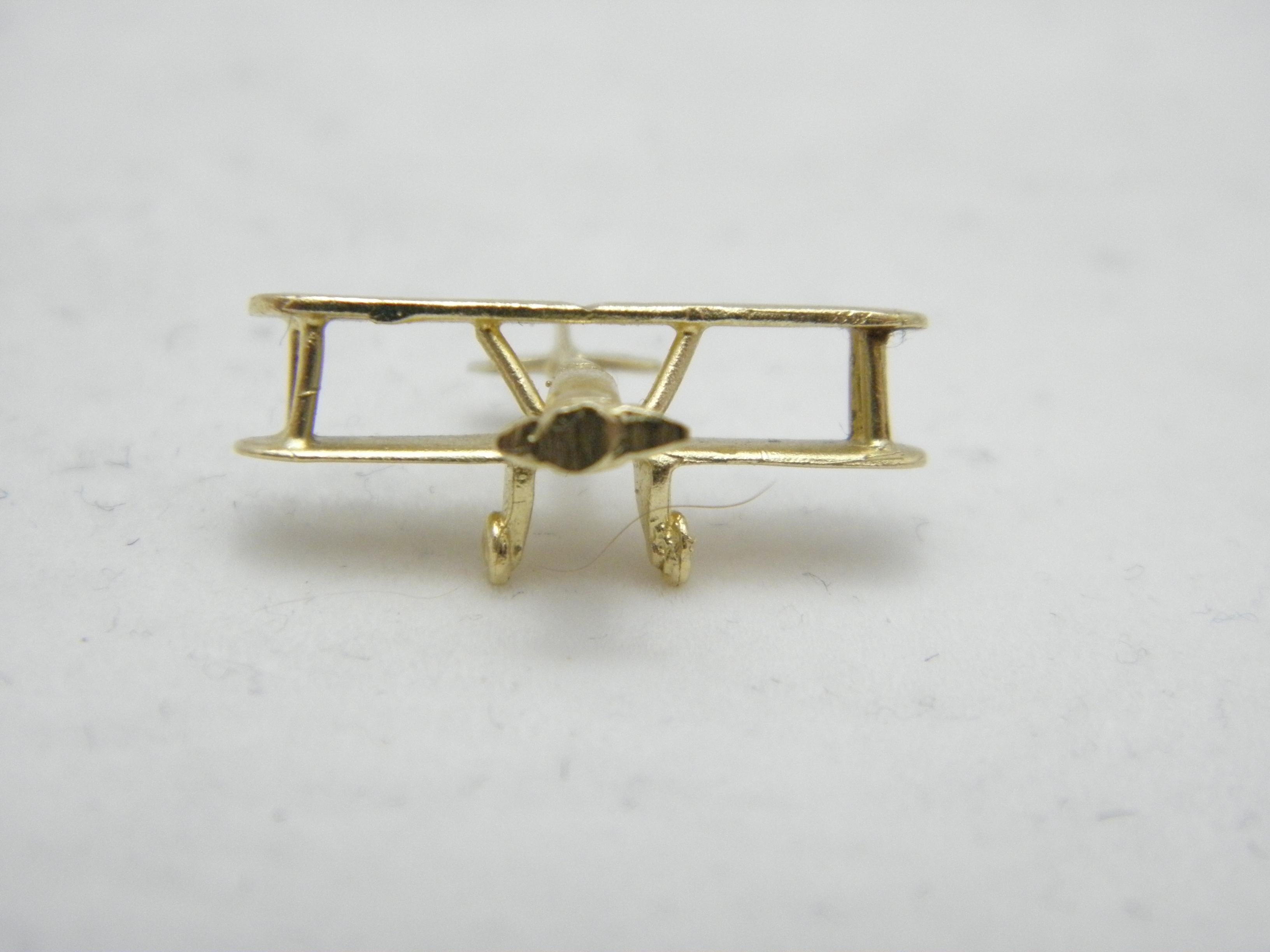 Vintage 14ct Gold Biplane Aeroplane Model Charm Fob c1970s 585 Purity Heavy For Sale 3