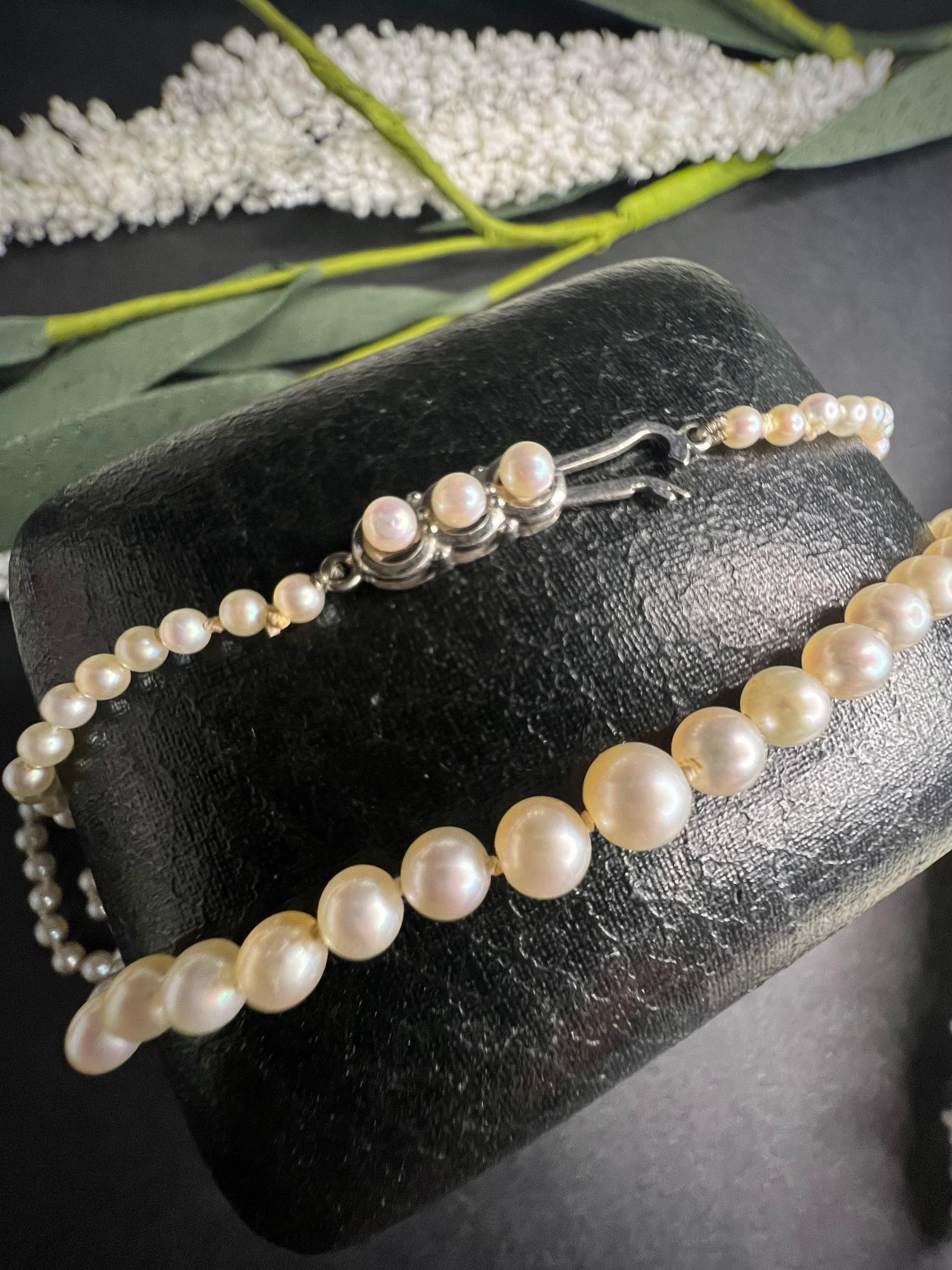 Vintage 14ct Gold Cultured Pearl Necklace For Sale 3