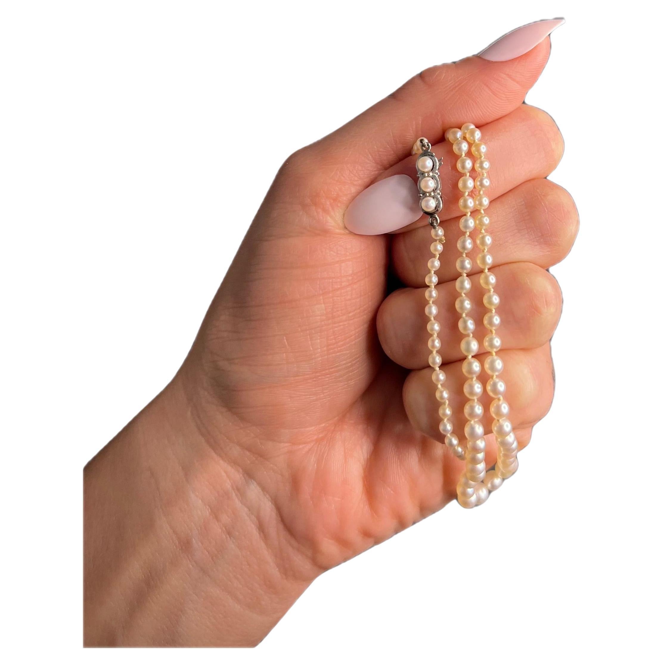 Collier de perles de culture vintage en or 14ct
