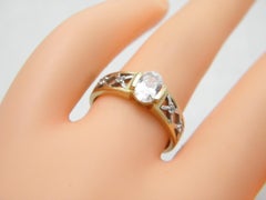 Vintage 14ct Gold Diamond Topaz Solitaire Engagement Ring 585 Purity