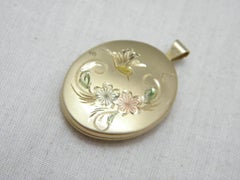 Vintage 14ct Gold 'Filled' Floral Bird Locket Pendant 585 Purity Large Designer