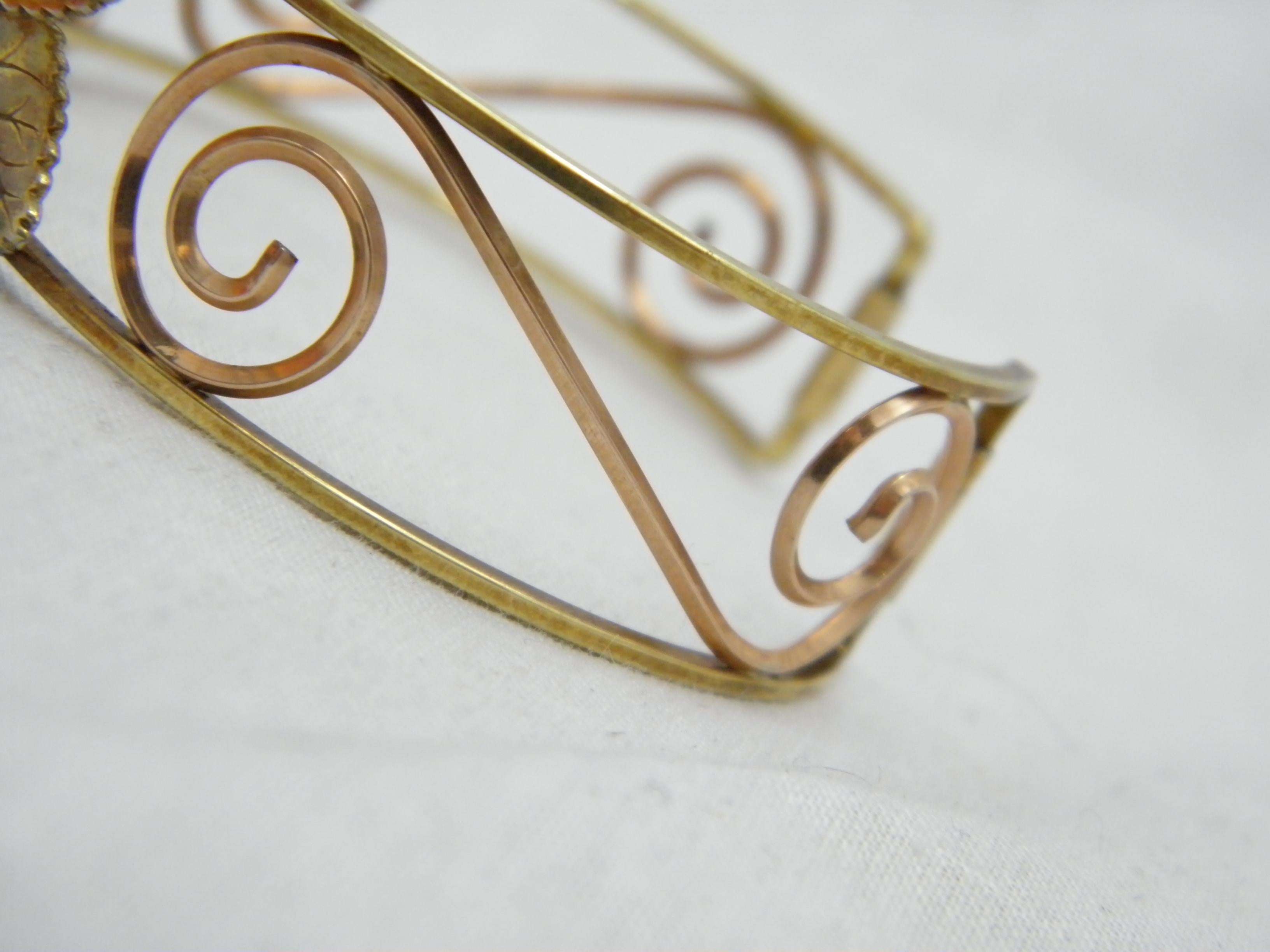 Art Nouveau Vintage 14ct Gold 'Filled' Floral Rose Cuff Bracelet Bangle 585 Purity Heavy