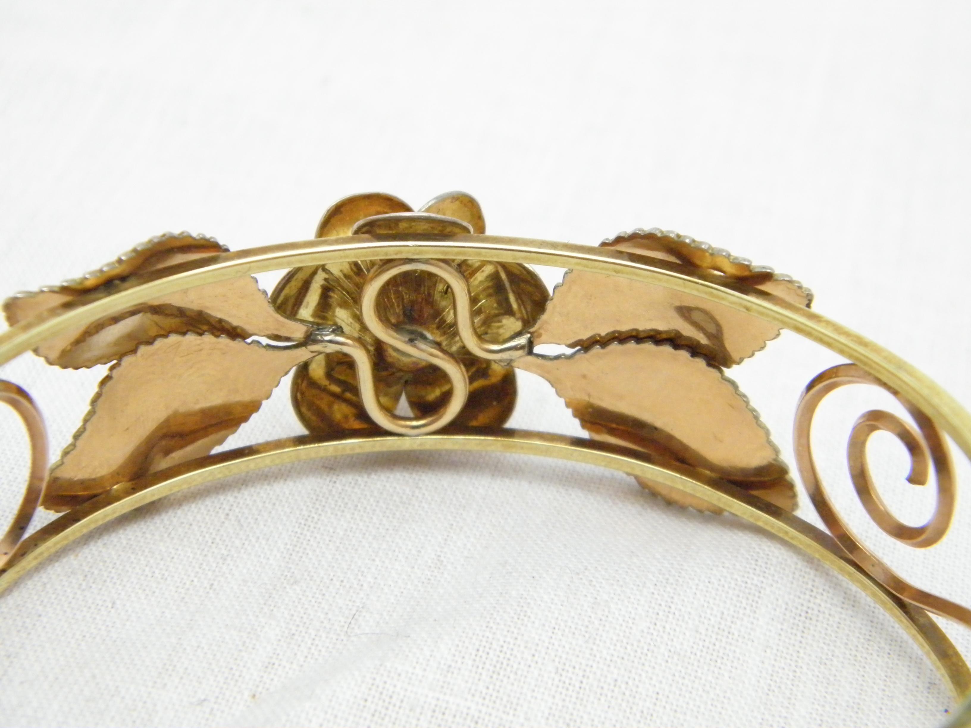 Women's or Men's Vintage 14ct Gold 'Filled' Floral Rose Cuff Bracelet Bangle 585 Purity Heavy