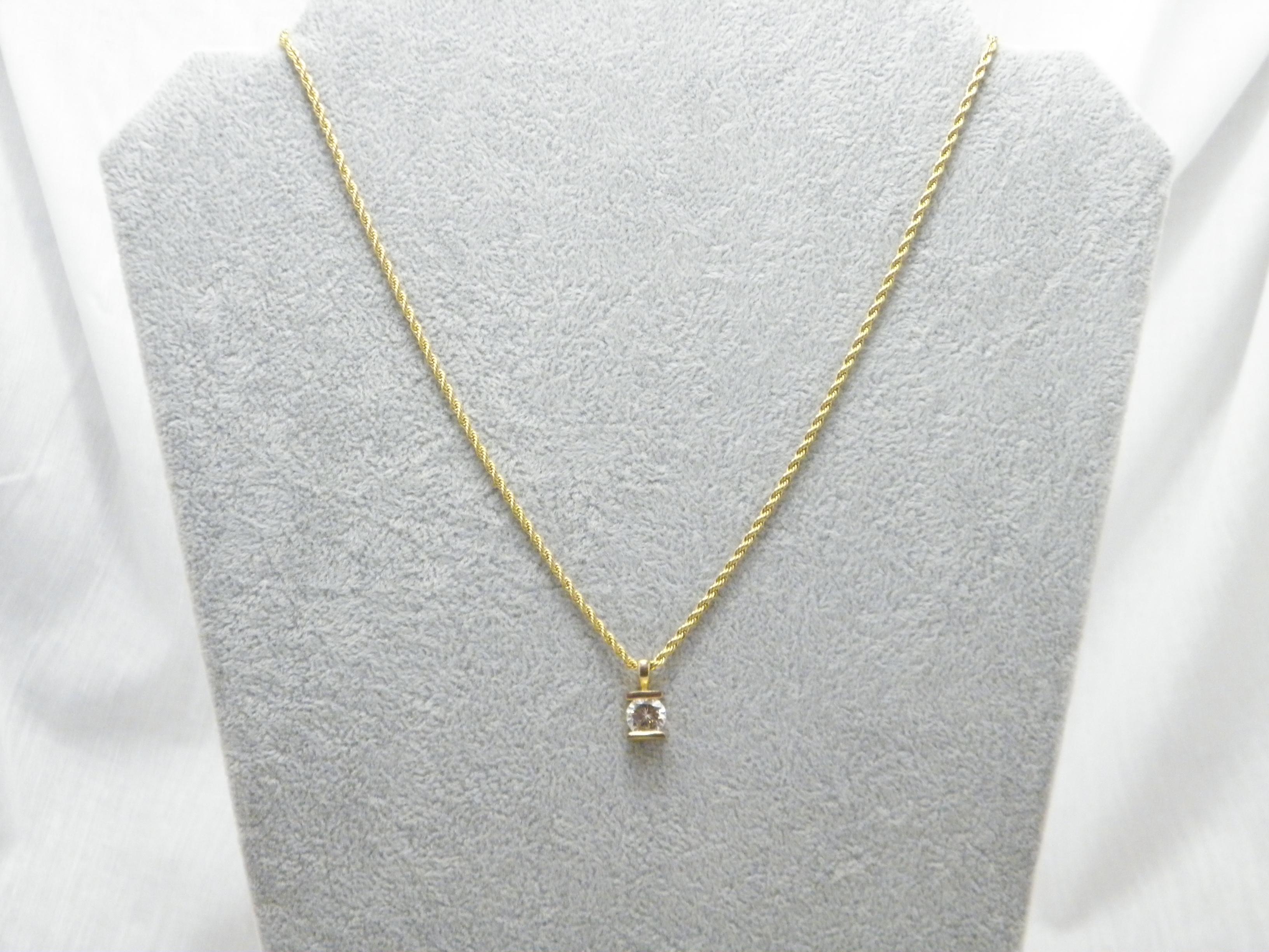 Vintage 14ct Gold Heavy Diamond Paste Pendant Necklace Rope Chain 585 18 Inch In Good Condition For Sale In Camelford, GB