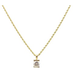 Retro 14ct Gold Heavy Diamond Paste Pendant Necklace Rope Chain 585 18 Inch
