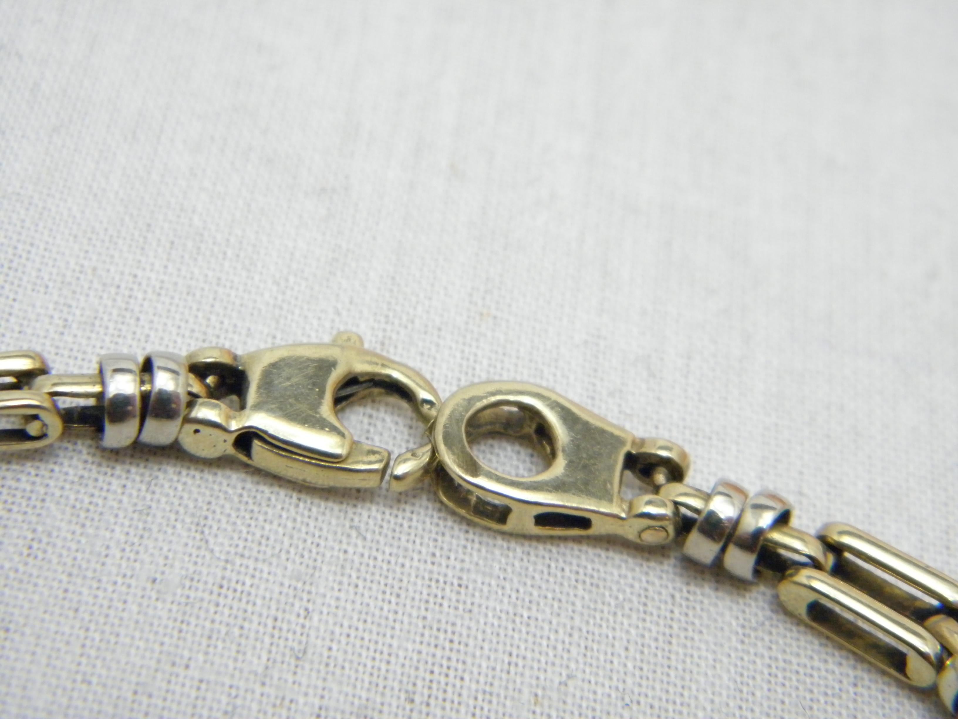 Art Deco Vintage 14ct Gold Heavy Gemstone Bracelet 585 Purity Yellow White 13.3 For Sale