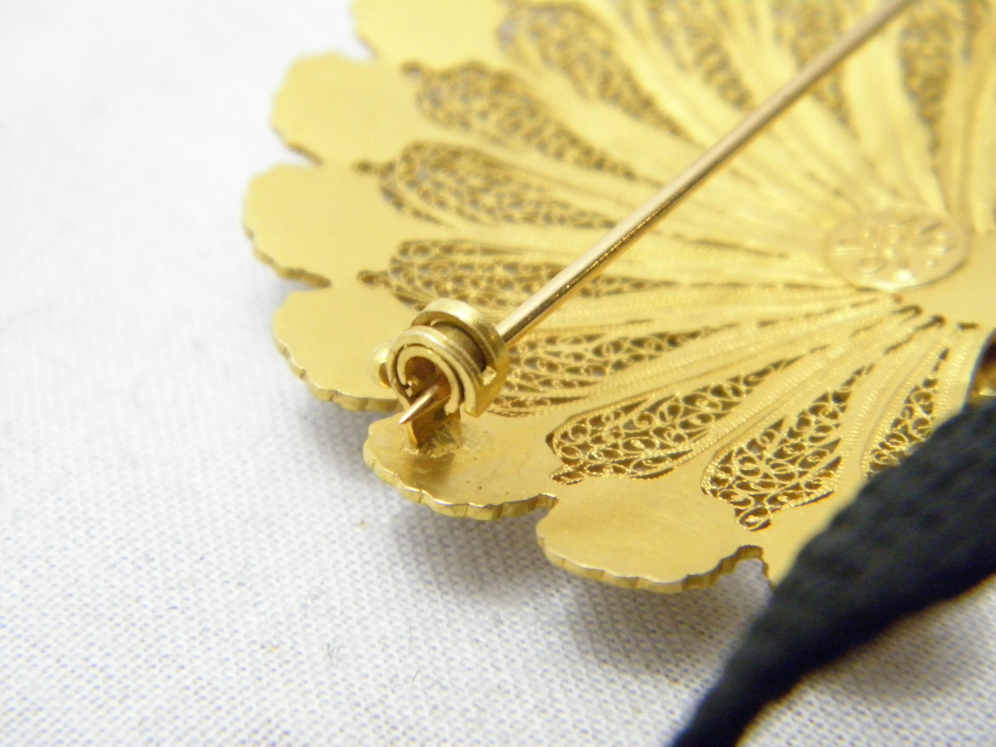 Vintage 14ct Gold Huge Peacock Brooch Pin c1970 Heavy 15.9g 585 Purity Portugal For Sale 4