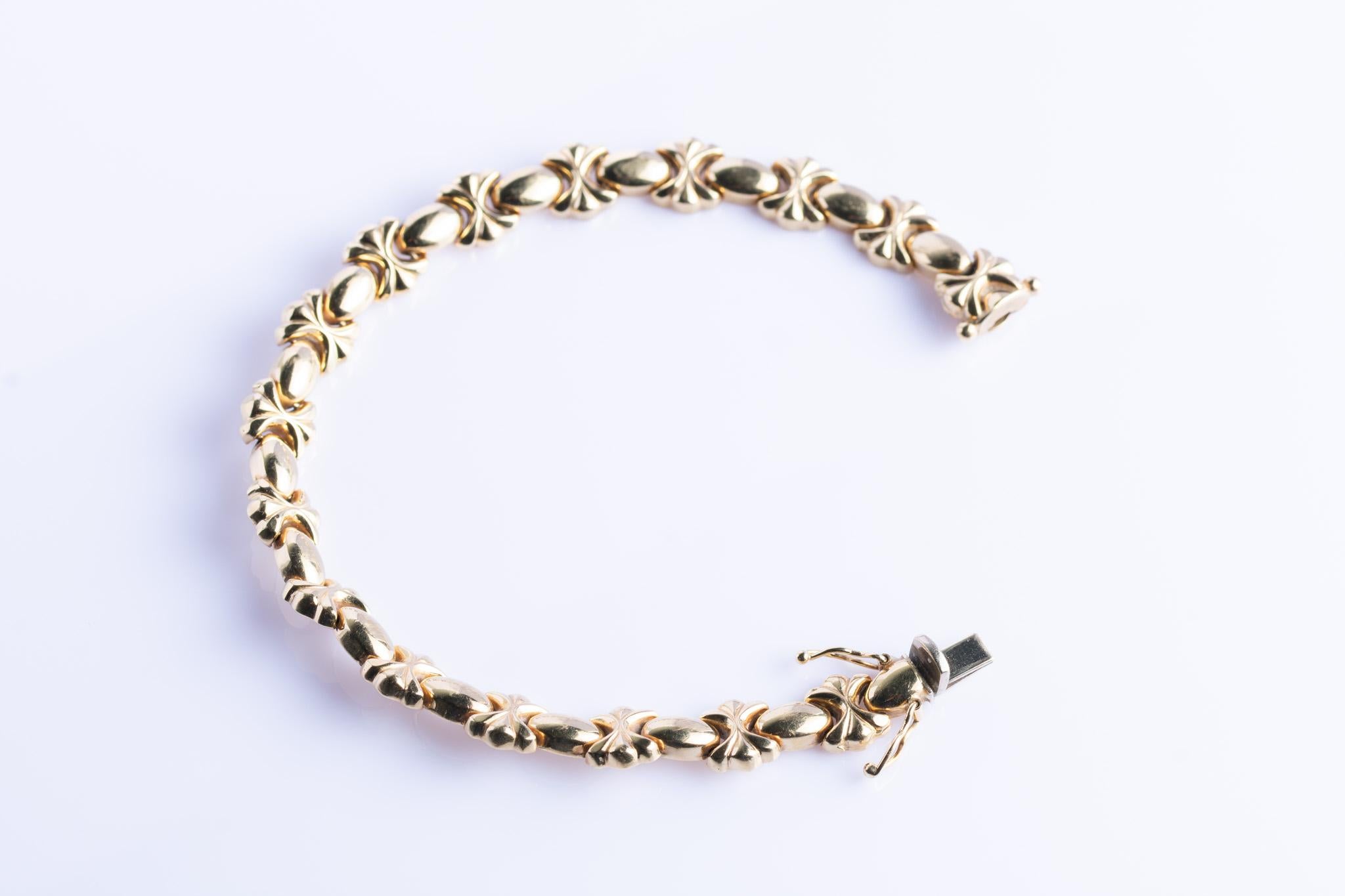 Vintage 14ct Gold Italian Bow-Link Bracelet For Sale 2