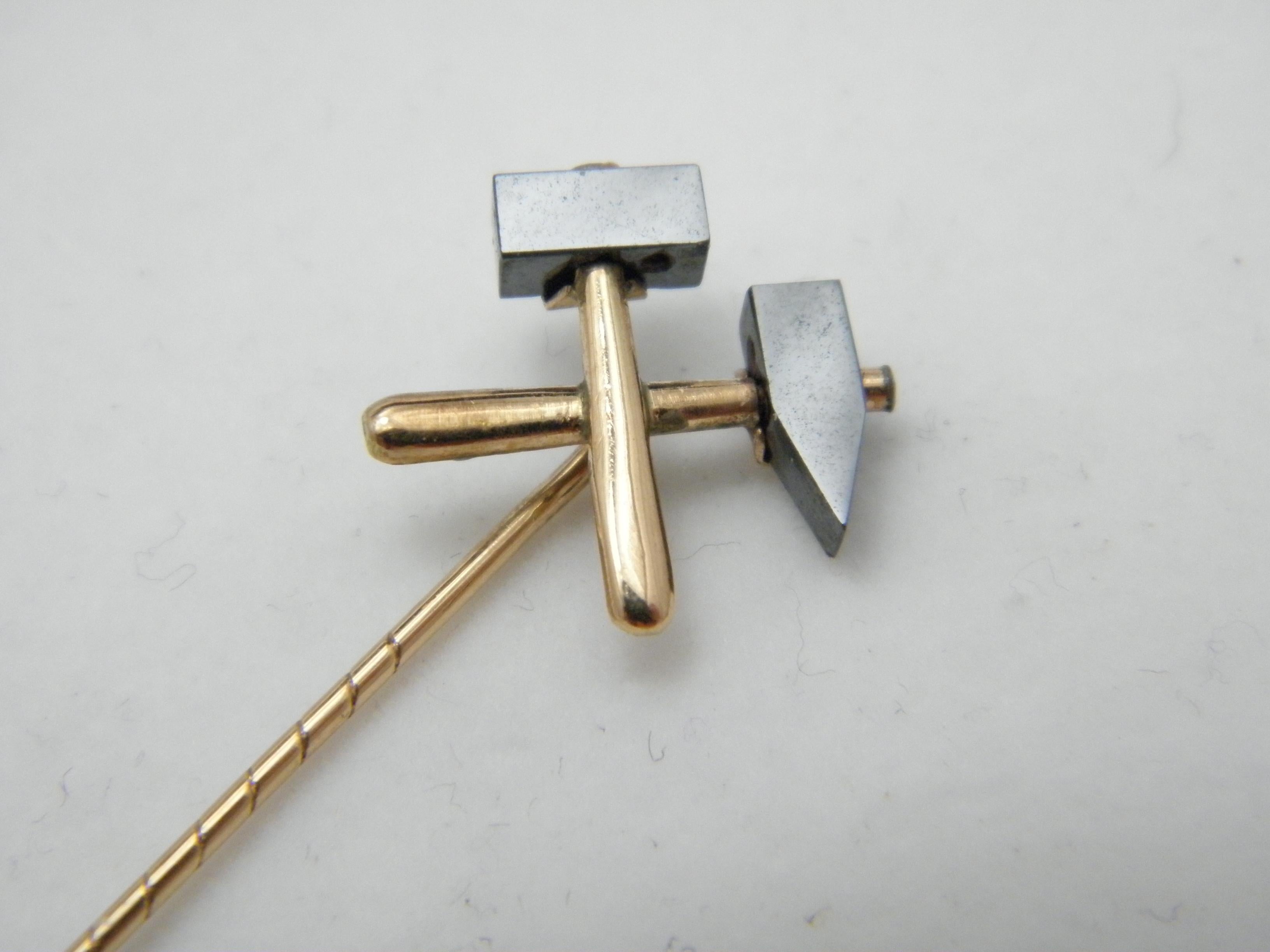 Contemporary Vintage 14ct Gold Masonic Stock Pin Brooch C1970s Heavy 585 Purity West Ham Utd