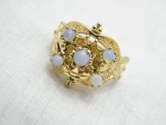 Vintage 14ct Gold Opal Signet Keeper Ring M 6.25 585 Purity Coober Pedy Heavy