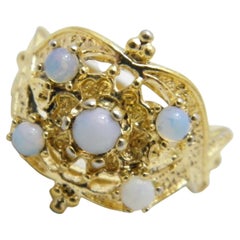 Bague porte-enseigne vintage en or 14 carats avec opale, pureté M 6,25 585 Coober Pedy Heavy