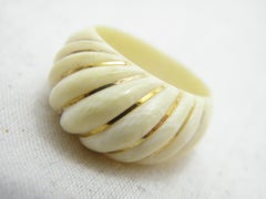 Vintage 14ct Gold Ox Bone Twist Signet Mourning Ring O 7.25 585 Purity Domed