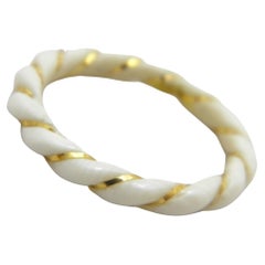 Vintage 14ct Gold Ox Bone Twist Wedding Mourning Ring Size P 7.75 585 Purity